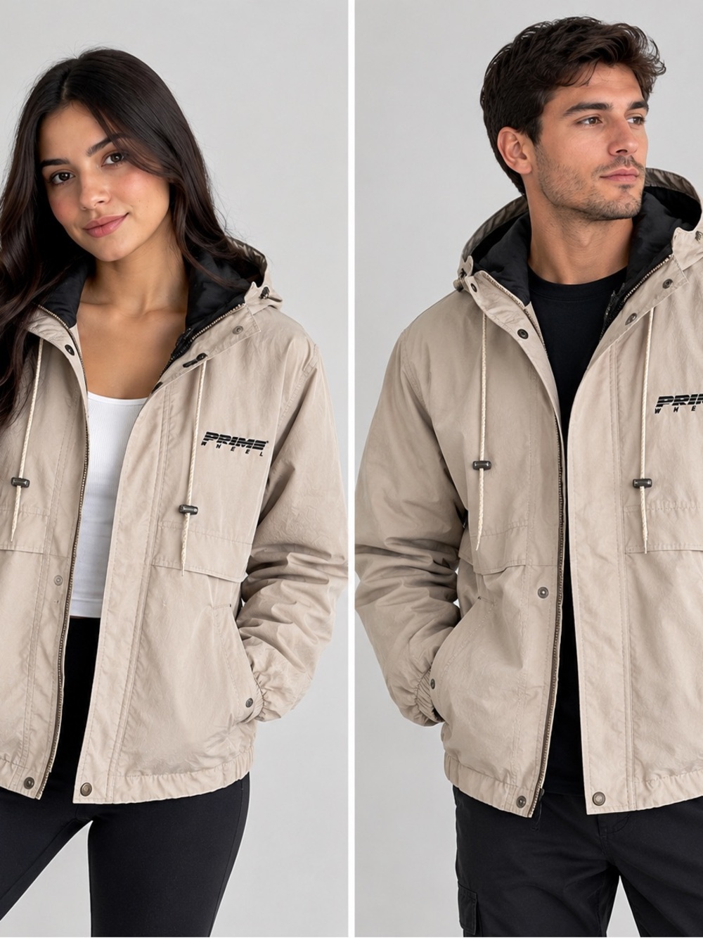 Tri-Mountain S-5300 Beige Hooded Windbreaker – Unisex fit M.